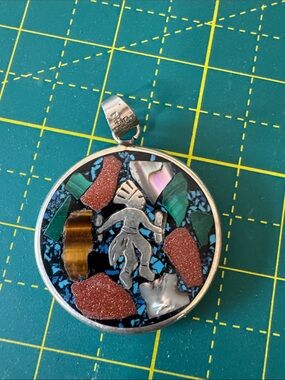 Southwestern Inlay Kokopelli Pendant - Multicolor